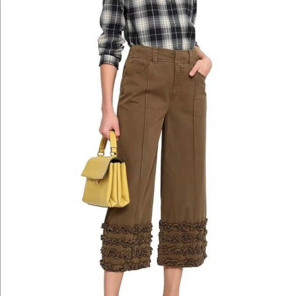 Cinq à Sept 5a7 Womens Olive Carmelina High Rise Wide Leg Pants $295 Size 0